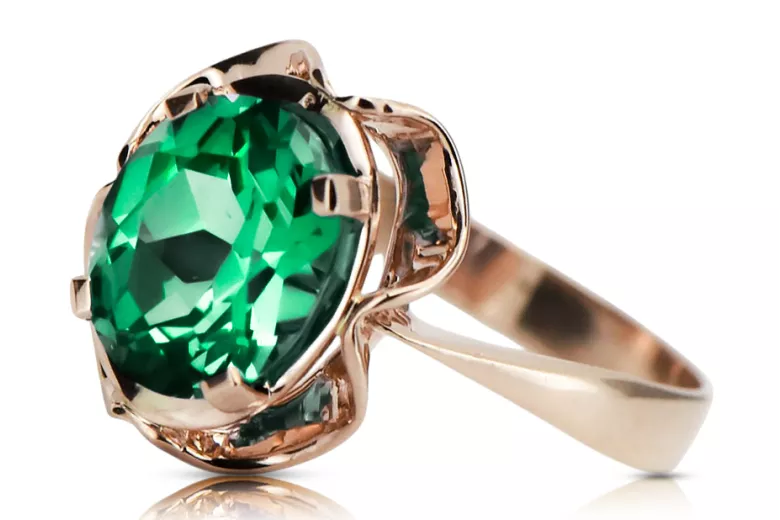 Original Vintage 14K Rose Gold Emerald Ring Vintage vrc206r